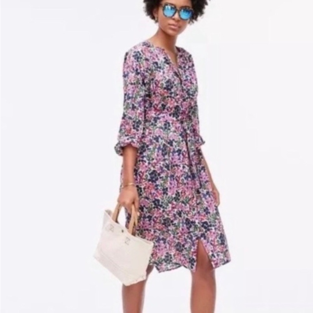 J. Crew Easy Watercolor cotton oversized tie waist dress size L